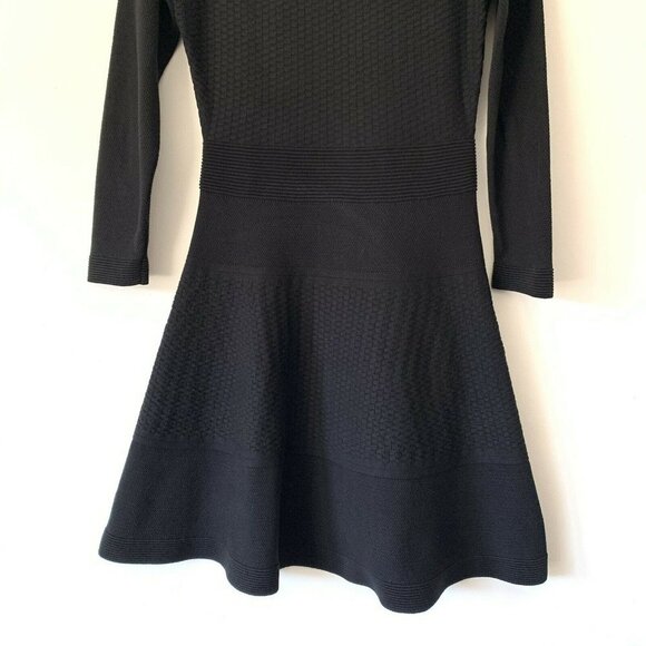Sandro Textured Knit Long Sleeve Fit & Flare Dress - Picture 8 of 8